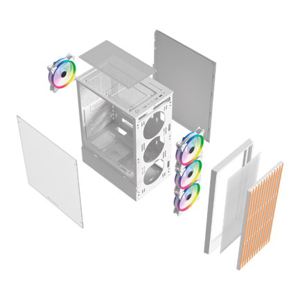 BALAM RUSH - Gabinete Gamer Balam RushCompact Media Torre Dragonfly Wood GM580 Balam Rush / Blanco