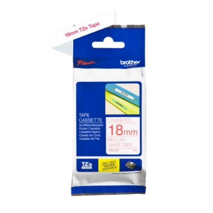 BROTHER - Cinta Brother TZE242 Laminada Texto Rojo Fondo Blanco 18mmx8m