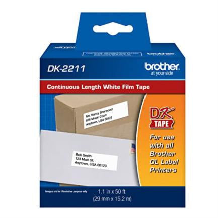 BROTHER - Cinta Etiquetadora Brother DK2211 Papel Plástico Negro sobre Blanco Longitud Continua 29mmx15.2 m