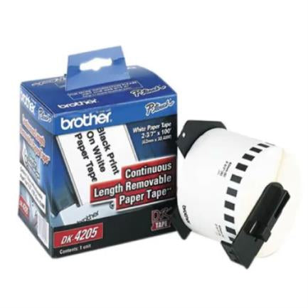 BROTHER - Cinta Etiquetadora Brother DK4205 Continua Removible Blanca 62mmx30.4m 300 Etiquetas