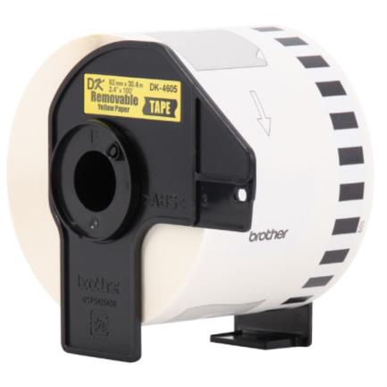 BROTHER - Cinta Etiquetadora Brother DK4605 Continua Removible Amarilla 62mmx30.4m