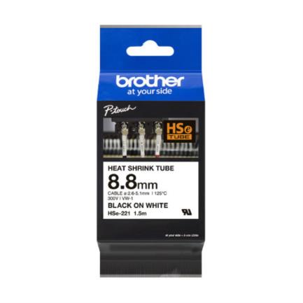 BROTHER - Cinta Brother HSE221 Termorretráctil Texto Negro Sobre Fondo 8.8mmx1.5m