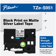 BROTHER - Cinta Brother TZES951G Laminada Texto Negro Fondo Plata Mate