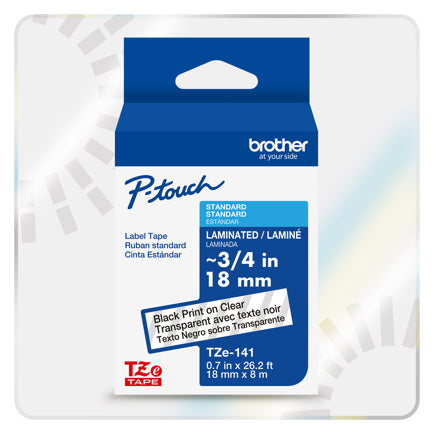BROTHER - Cinta Laminada Brother Estandar Texto negro sobre cinta transparente de 18mm x 8m