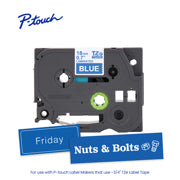 BROTHER - Cinta Laminada Brother Estándar Texto Blanco sobre Cinta Azul de 18mm x 8m