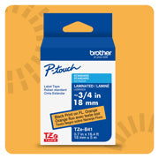 BROTHER - Cinta Laminada Brother Estandar Texto negro sobre cinta naranja fluorescente de 18mm x 5m