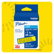 BROTHER - Cinta Laminada Brother Estandar Texto negro sobre cinta amarilla de 24mm x 8m