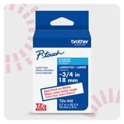 BROTHER - Cinta Laminada Brother Estándar Texto Rojo Sobre Cinta Blanca de 18mm x 8m