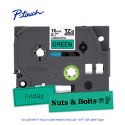 BROTHER - Cinta Laminada Brother Estandar Texto negro sobre cinta verde de 18mm x 8m