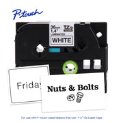 BROTHER - Cinta Laminada Brother Estándar Texto Negro sobre Cinta Blanca de 36mm x 8m