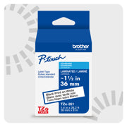 BROTHER - Cinta Laminada Brother Estándar Texto Negro sobre Cinta Blanca de 36mm x 8m