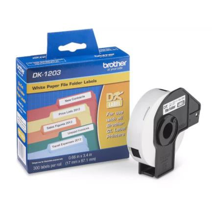 BROTHER - Etiquetas Brother DK1203 Papel Blanco Precortado 17mmx87.1mm 300 Etiquetas