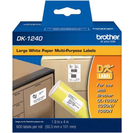 BROTHER - Etiquetas Brother DK1240 Precortada Papel Blanco 50.5mmx101mm 600 Etiquetas QL-1060N