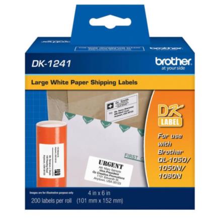 BROTHER - Etiquetas Brother DK1241 Precortada Papel Blanco 101mmx152mm 200 Etiquetas