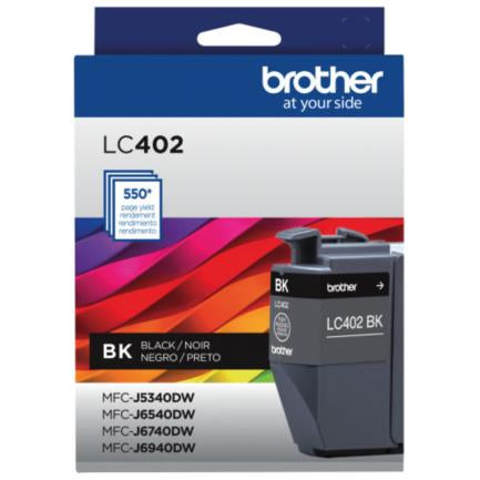 BROTHER - Tinta Brother LC402BK Alto Rendimiento Hasta 550 Páginas Color Negro