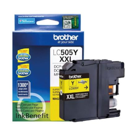 BROTHER - Tinta Brother LC505Y Súper Alto Rendimiento Hasta 1300 Páginas Color Amarillo