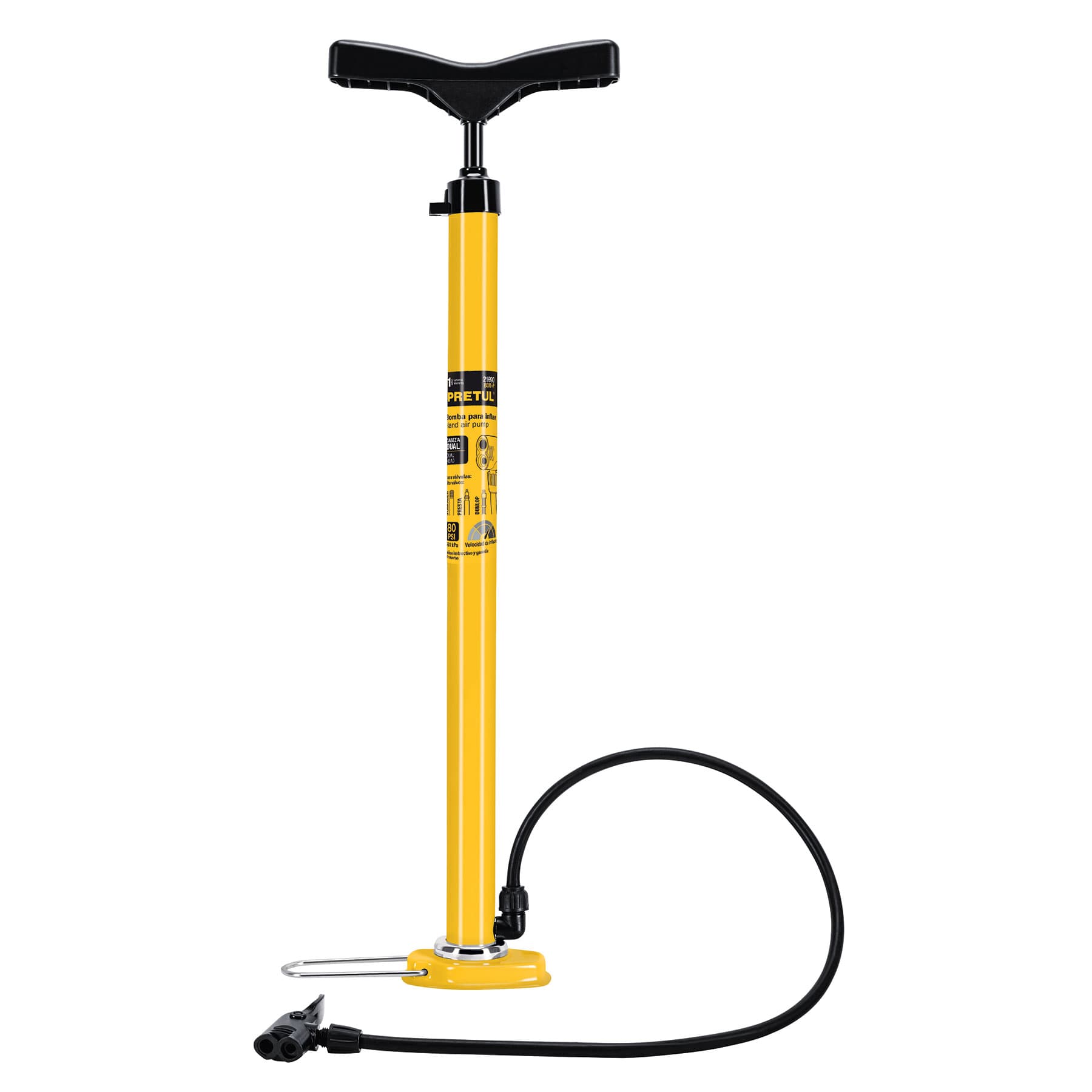 Bomba manual para inflar, 80 PSI, PRETUL