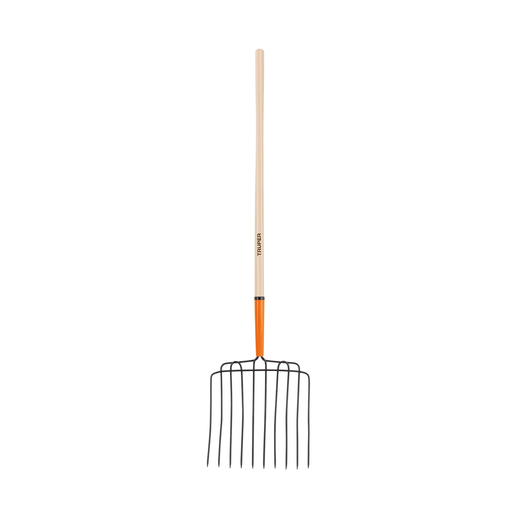 Bieldo para estiercol 10 dientes, mgo largo 48', cab/soldada