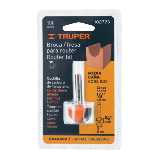 Broca para router, media ca–a, 1', Truper