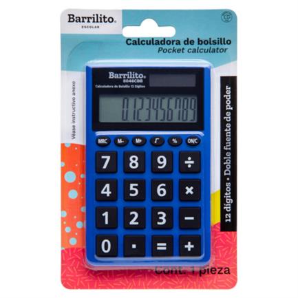 BARRILITO - Calculadora Barrilito Bolsillo 12 Digitos Doble Fuente Poder