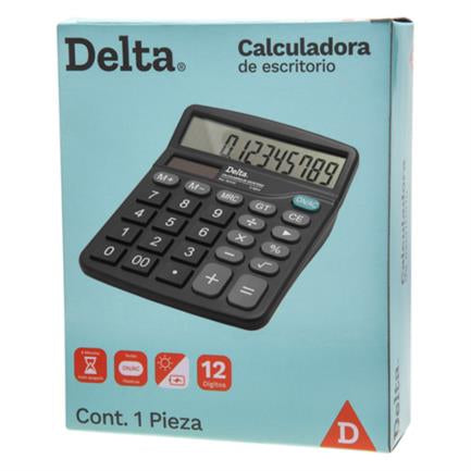 BARRILITO - Calculadora Barrilito Delta Escritorio 12 Dígitos 13.2x11 cm Batería de Botón