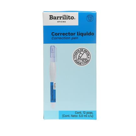 BARRILITO - Corrector Líquido Barrilito Bolígrafo 5ml Caja C/12 Pzas