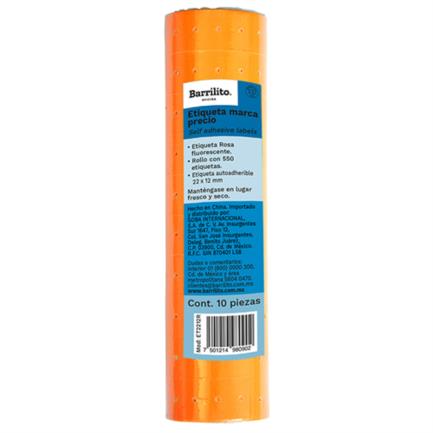 BARRILITO - Etiqueta Naranja Barrilito Precio 22x12mm Rollo C/550 Etiquetas