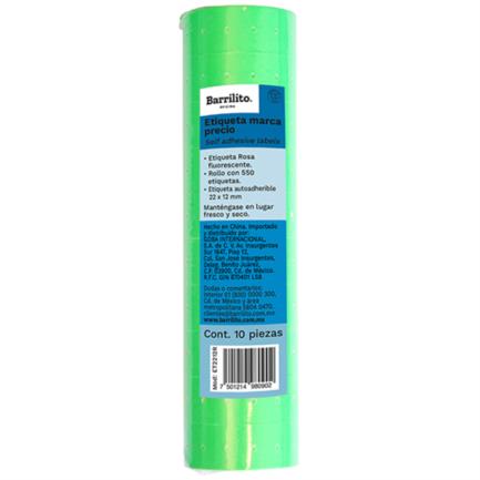 BARRILITO - Etiqueta Verde Barrilito Precio 22x12mm Rollo C/550 Etiquetas