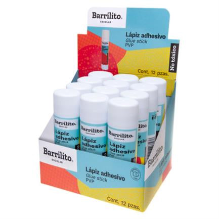 BARRILITO - Lápiz Adhesivo Barrilito 36 g Caja C/12 Pzas