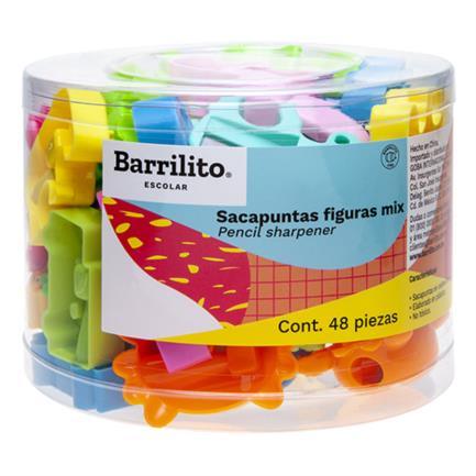 BARRILITO - Sacapuntas Barrilito Mix Figuras Bote C/48 Pzas