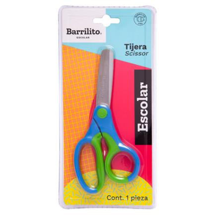 BARRILITO - Tijera Barrilito Escolar Acero Inoxidable Punta Roma