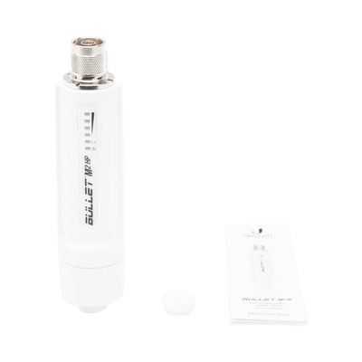 UBIQUITI - Radio airMAX Bullet-M2HP, hasta 100 Mbps, frecuencia de 2 GHz (2412 - 2472 GHz), No incluye adaptador PoE