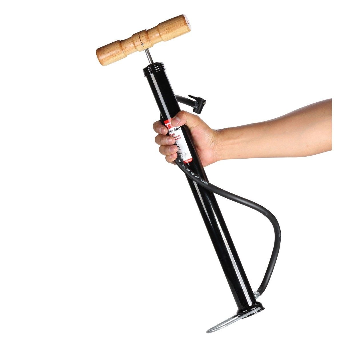 Bomba de aire de lujo mango de madera (125 PSI)