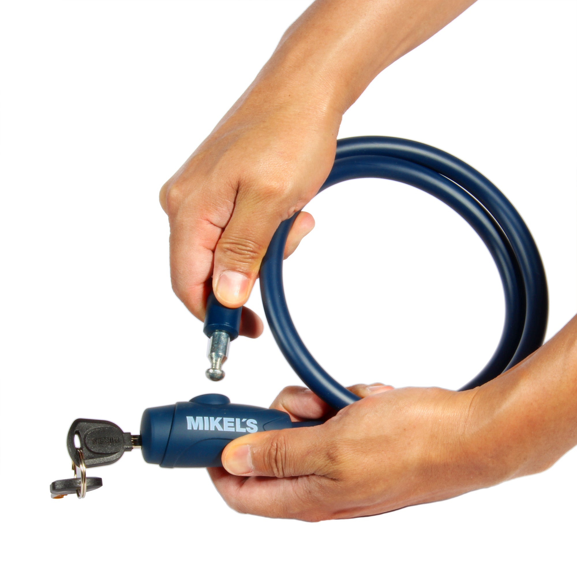 Cable candado con llaves, color azul marino (1 mt)