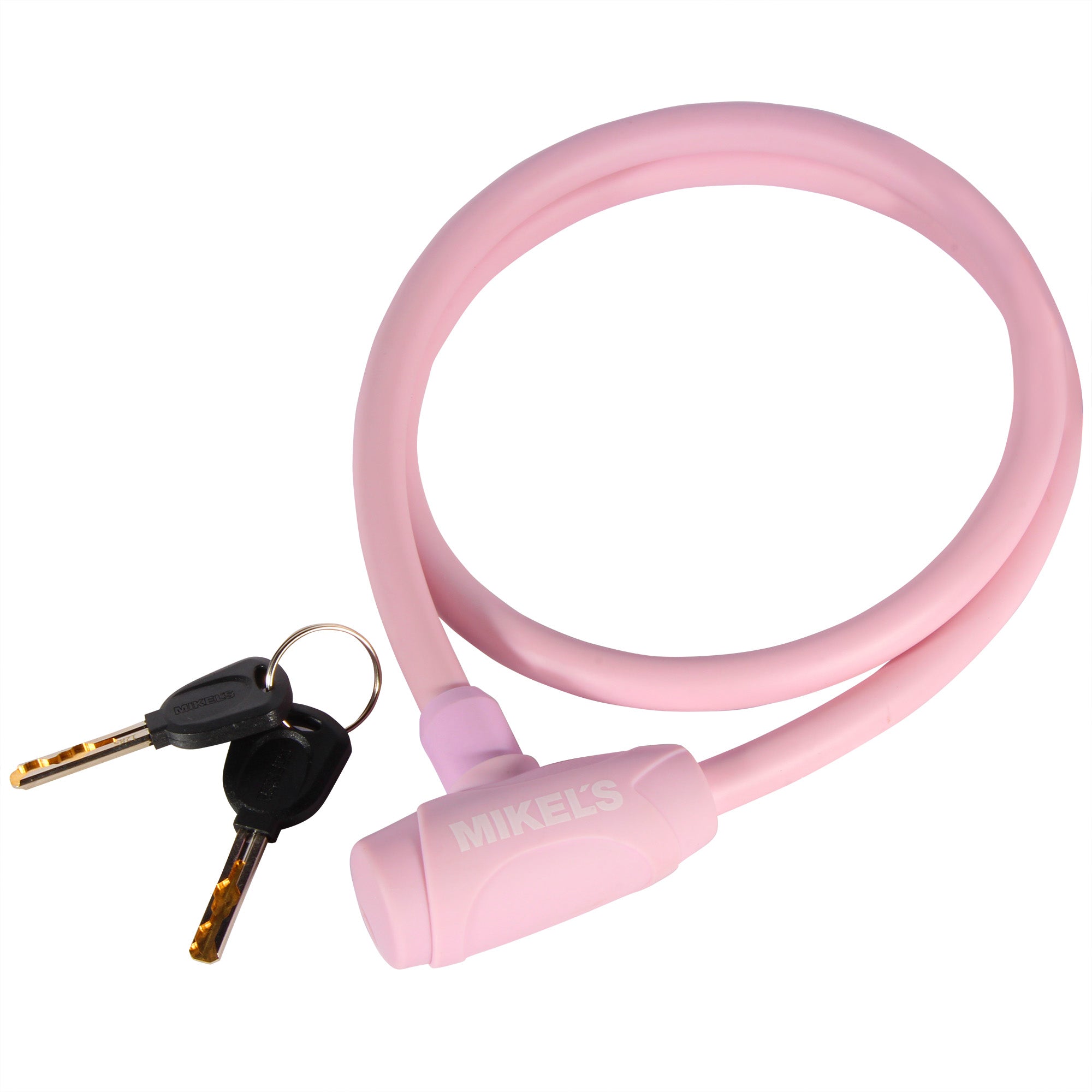 Cable candado con llaves, color rosa (1 mt)