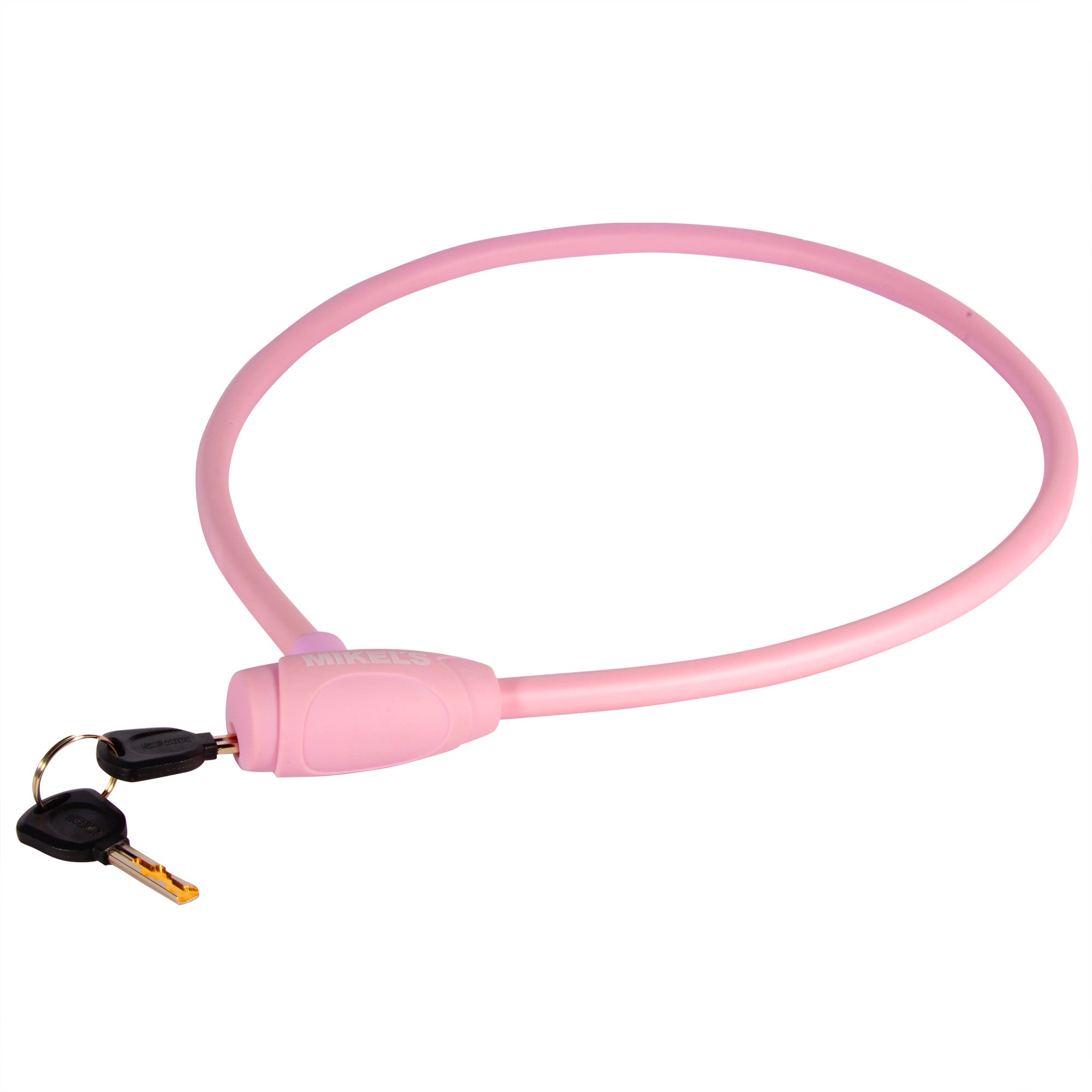 Cable candado con llaves, color rosa (1 mt)