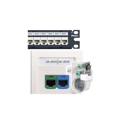 PANDUIT - Casete de 125 Etiquetas Adhesivas, para Patch Panel, Face Plate o Cajas Superficiales, Para Identificación 4 Puertos, Color Blanco