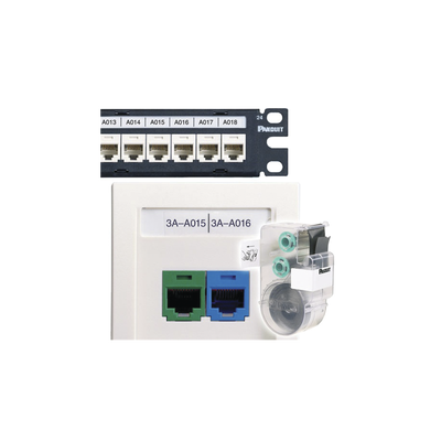 PANDUIT - Casete de 75 Etiquetas Sin Adhesivo, para Patch Panel o Face Plate, Para Identificación de 4 Puertos, Color Blanco