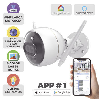 EZVIZ - Bala IP 2 Megapíxel / Wi-Fi  / Doble Lente / COLORES EN OSCURIDAD / Deteccion de Personas o Vehículos  / Cruce de Línea / Intrusión a un área / Audio de dos vías / Luz Estroboscópica / Sirena / MicroSD
