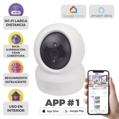 EZVIZ - Mini Cámara IP PT 2 Megapíxel / Wi-Fi / Seguimiento Inteligente / Audio de Dos Vías / Notificación Push / Ranura para Memoria / Uso en Interior