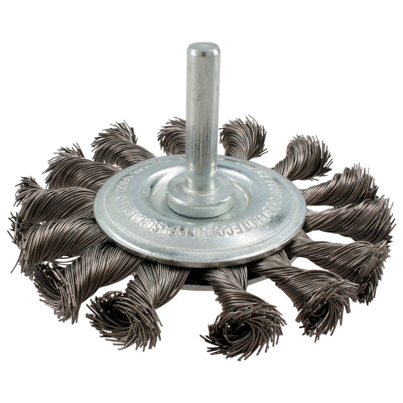 Carda circular trenzada alambre grueso 3 in x 0.50 mm con zanco 1/4 in