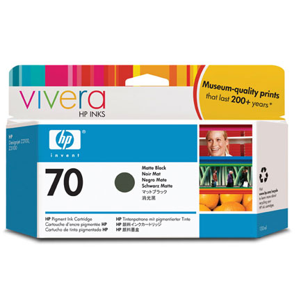 HEWLETT PACKARD - Tinta HP LF 70 Negro Mate DesignJet Z2100 Z3100 130ML