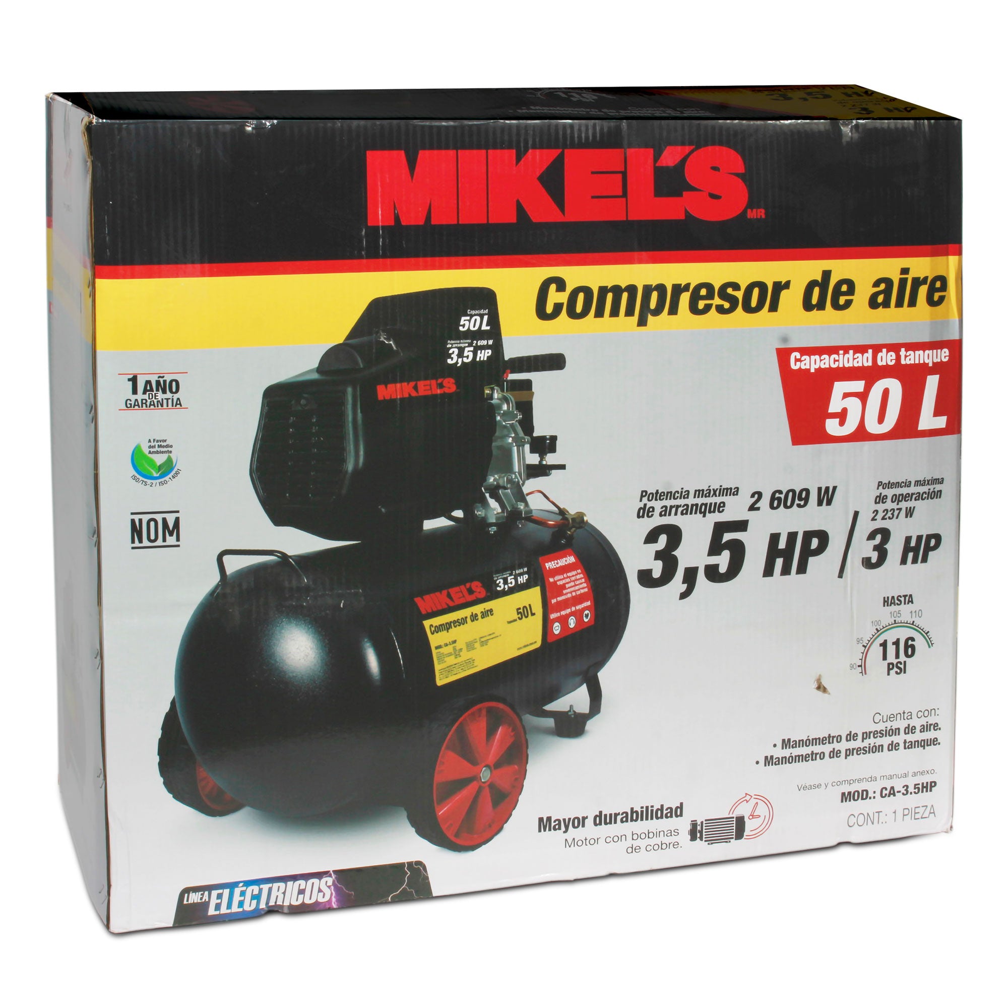 Compresor de aire 3.5 HP (50 lts)