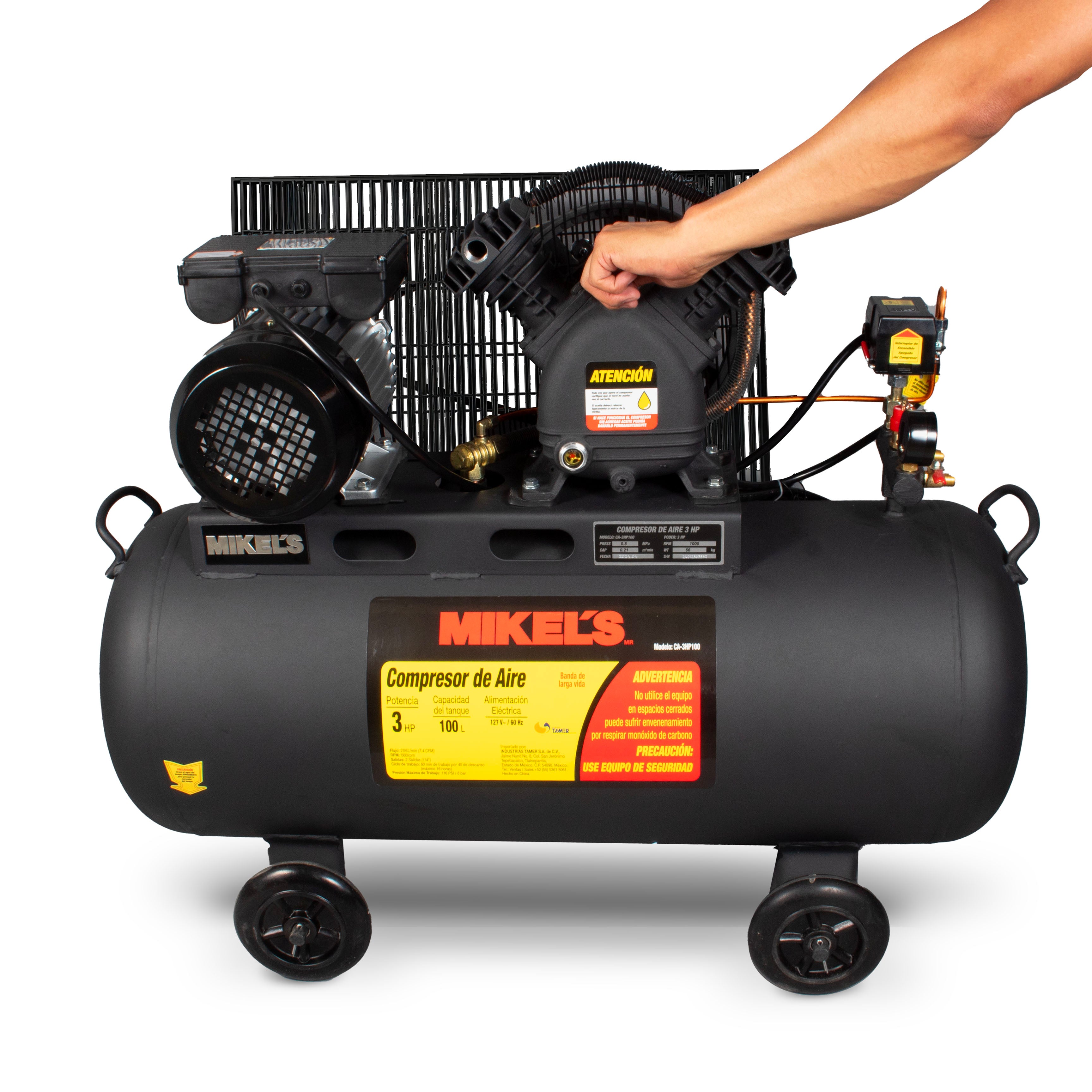 Compresor de aire 3 HP con banda (100 lts)