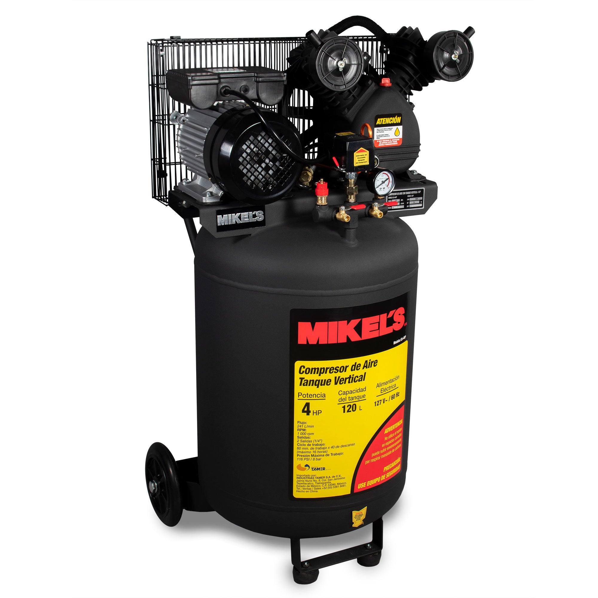 Compresor de aire vertical 4 HP (120 lts)