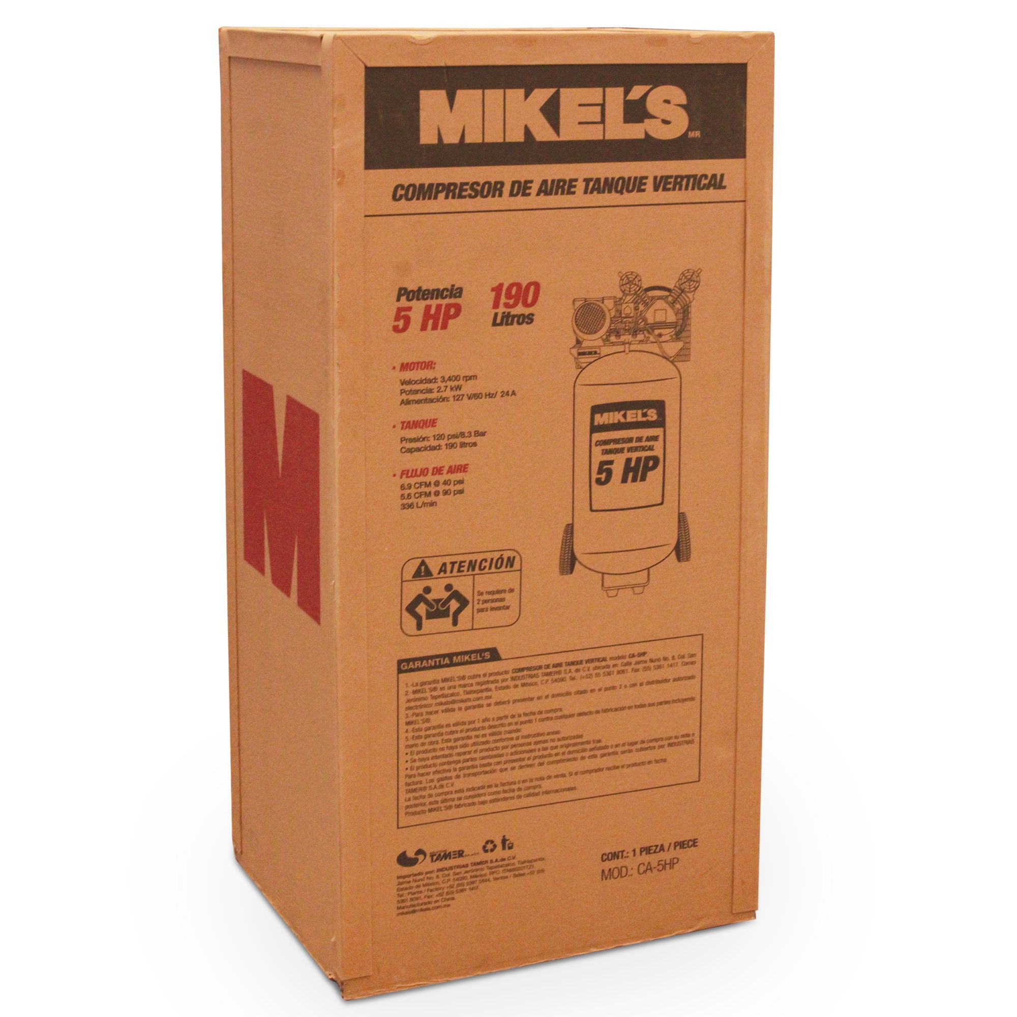 Compresor de aire 5 HP (190 lts)