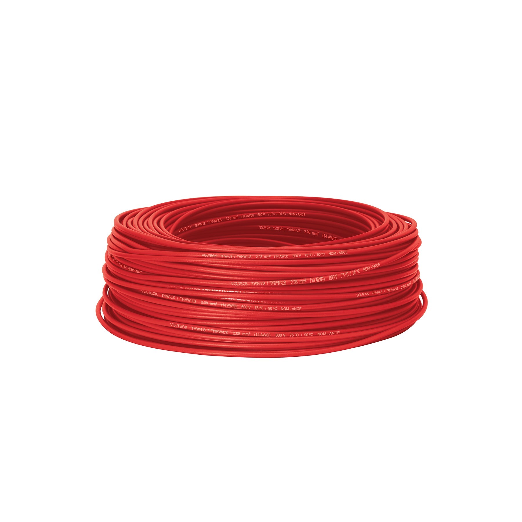 Rollo de 100 m de cable THHW-LS 14 AWG rojo, Volteck