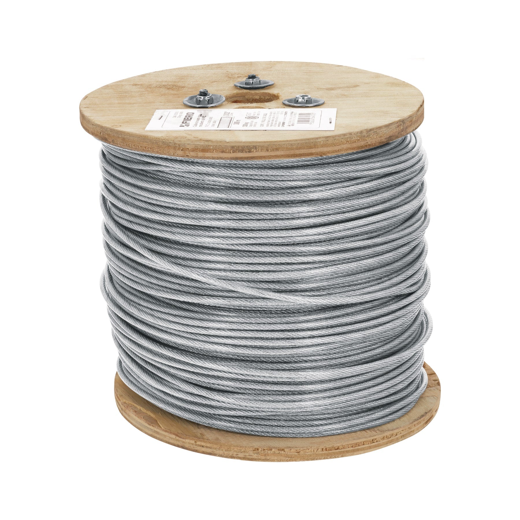 Metro de cable rigido 3/32' acero 7x7 recubierto PVC, 300 m