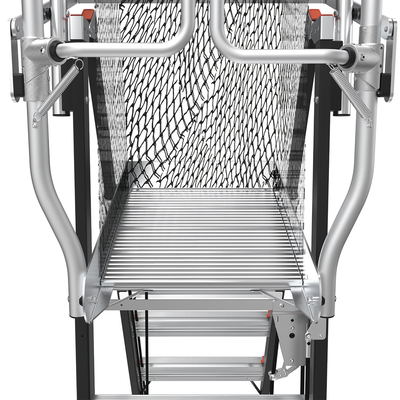 LITTLE GIANT LADDER SYSTEMS - Escalera de Fibra de Vidrio  con Jaula de 8'-14' (2.44 - 4.27 m). Con Ajuste en Ruedas (RATCHET™ Leveler) (SKU:18515-817).