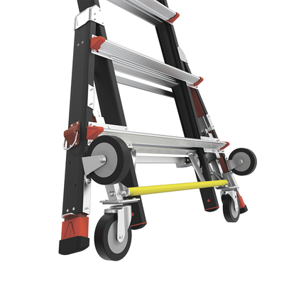 LITTLE GIANT LADDER SYSTEMS - Escalera de Fibra de Vidrio  con Jaula de 8'-14' (2.44 - 4.27 m). Con Ajuste en Ruedas (RATCHET™ Leveler) (SKU:18515-817).